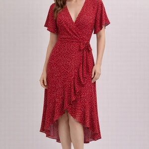 RIHOAS Red High Low Polka Dot Dress